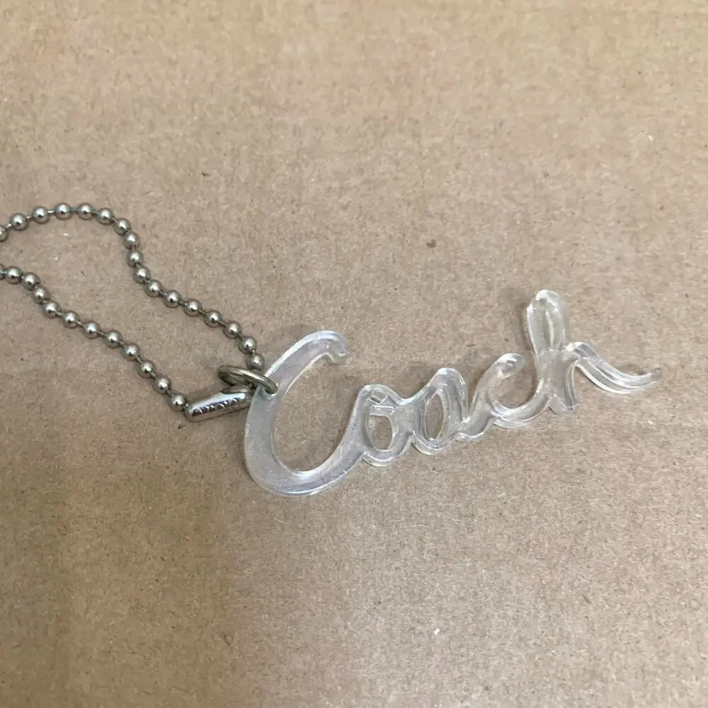 COACH Clear Acrylic SCRIPT Signature Hang Tag Purse Charm Poppy Collection